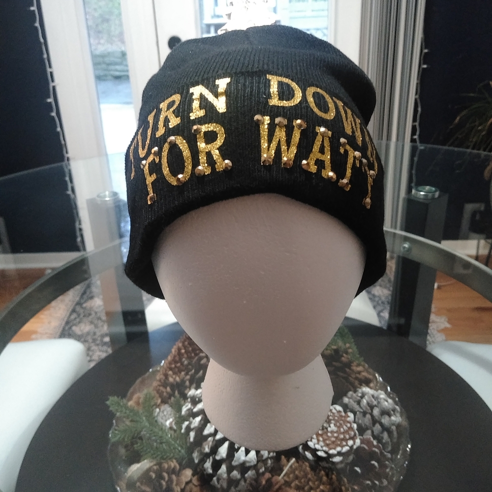 Pittsburgh Steelers Black and Gold Embellished Beanie Hat TJ Watt